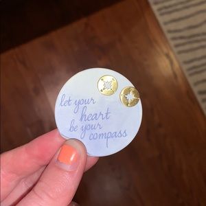 francescas gold compass earrings